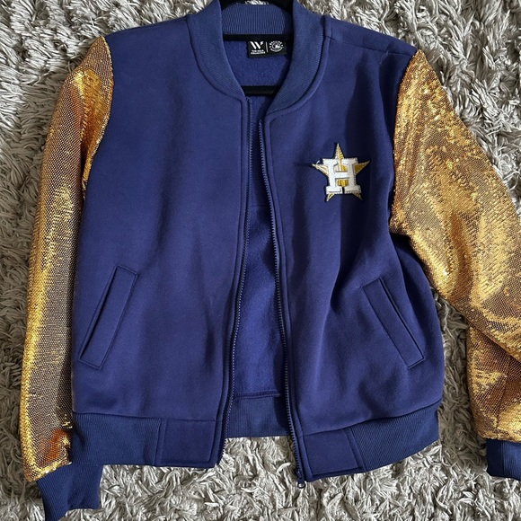 Houston Astros Gold Glitter World Series Jacket - Picture 1 of 6
